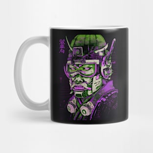 cyberpunk  samurai wear oni mask Mug